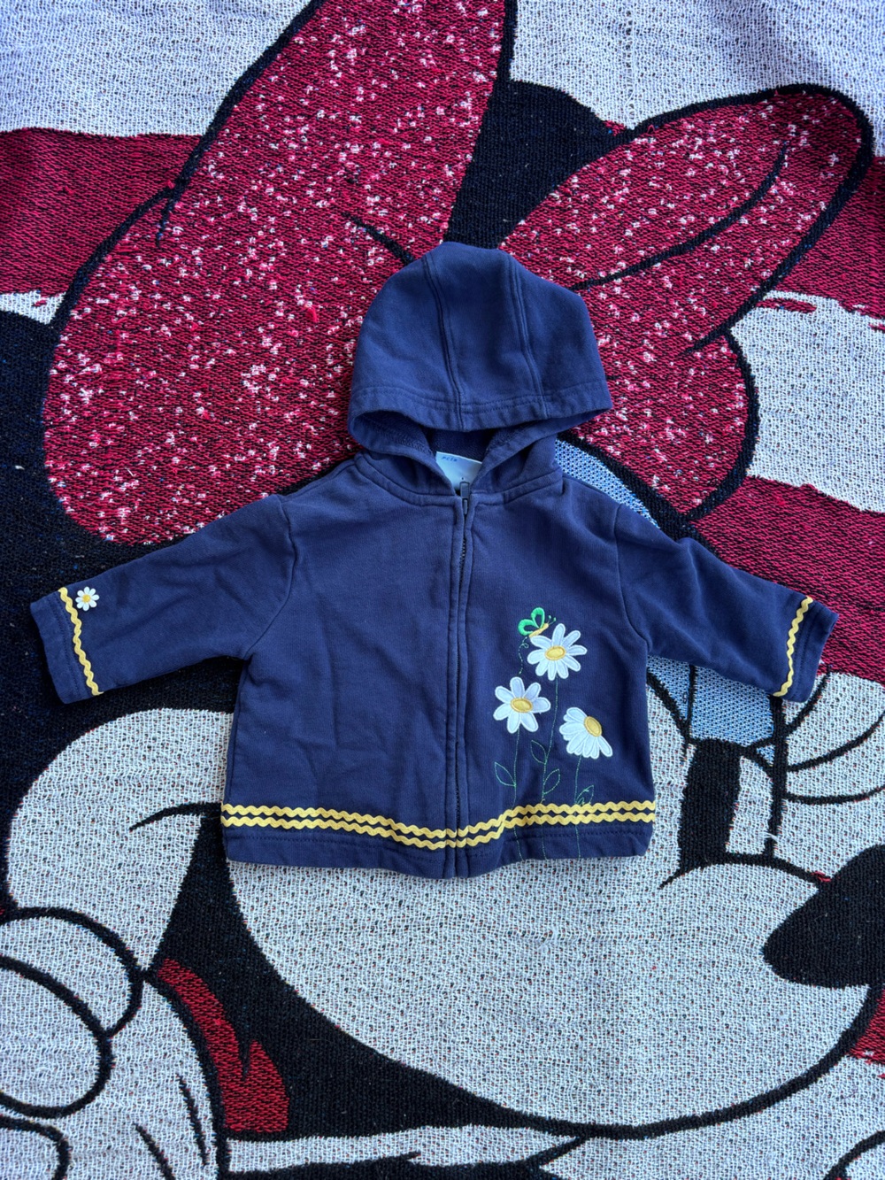 VINTAGE Y2K KOALA KIDS BLUE DAISY FLOWER ZIP HOODIE SIZE 3/6 MONTHS